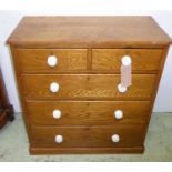 CHEST, 89cm W x 91cm H x 48cm D late Victorian oak with two short above three long drawers having