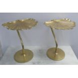 SIDE TABLES, 55cm H x 41cm x 42cm, gilt metal with gingko leaf shaped tops. (2)