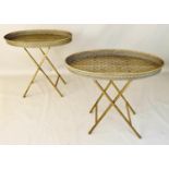 SIDE TABLES, a pair, 68cm x 64cm x 33cm, pierced feathered design. (2)