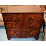 CHEST, George IV mahogany 91cm x 45cm x 87cm H with three drawers.