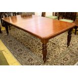 DINING TABLE, 71cm H x 120cm x 146cm L, 235cm extended, late Victorian walnut circa 1880 with two