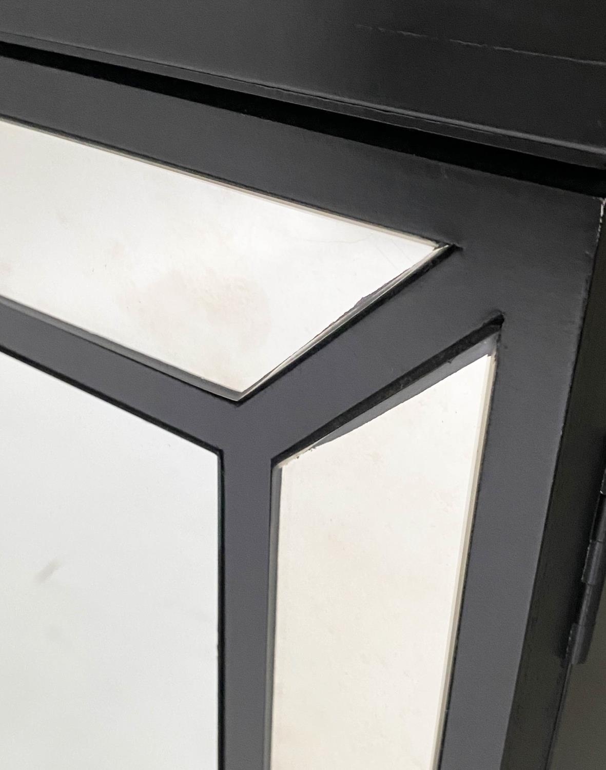 MIRROR CABINET, black lacquered with two marginal panelled mirror doors, 100cm x 85cm H x 48cm. - Image 6 of 6