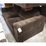 SOFA, 200cm W, contemporary design, brown fabric upholstered.