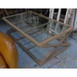 LOW TABLE, 140cm x 80cm x 42cm, contemporary X frame supports.