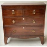 HALL CHEST, 88cm W x 88cm H x 33cm D, Regency figured mahogany, of adapted shallow proportions, with