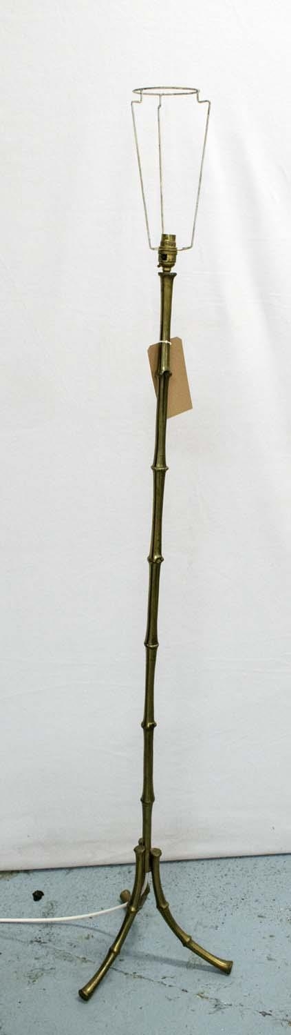STANDING LAMP, faux bamboo brass, column 140cm H.
