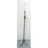 STANDING LAMP, faux bamboo brass, column 140cm H.