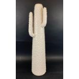 CERAMIC CACTUS VASE, 80cm H, white glazed.