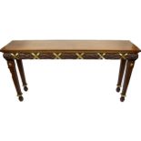 CONSOLE TABLE, Neo-Classical design mahogany and beechwood, carved acanthus and gilt ribbon with