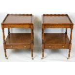 SIDE TABLES, 66cm H x 48cm W x 48cm D, a pair, Regency style burr elm, each with brushing slide