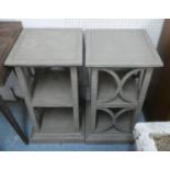 SIDE TABLES, a pair, 73cm x 38cm x 38cm, grey painted. (2)