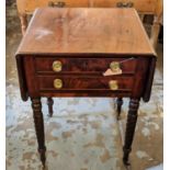 PEMBROKE TABLE, 98cm W open x 72.5cm H x 46cm D Regency mahogany drop flap with two short drawers on