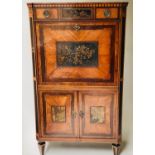 SECRETAIRE A ABATTANT, early 19th century Dutch satinwood and Chinoiserie panel mounted with