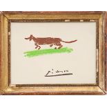 PABLO PICASSO 'Le Chien', off set lithograph, signed in the plate, 15cm x 21cm, framed and