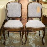 SIDE CHAIRS, 44cm W, a pair, Napoleon III rosewood in blue Fermoie fabric. (2)