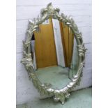 WALL MIRROR, 131cm H x 91cm W, silver gilt frame.