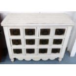 INDIA JANE BANK OF DRAWERS, 106cm W x 86cm H x 45cm D cream with metal handles.