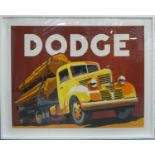 DODGE VC TD-21 PUCK UP LOG TRUCK POSTER, 100cm x 130cm, framed and glazed.