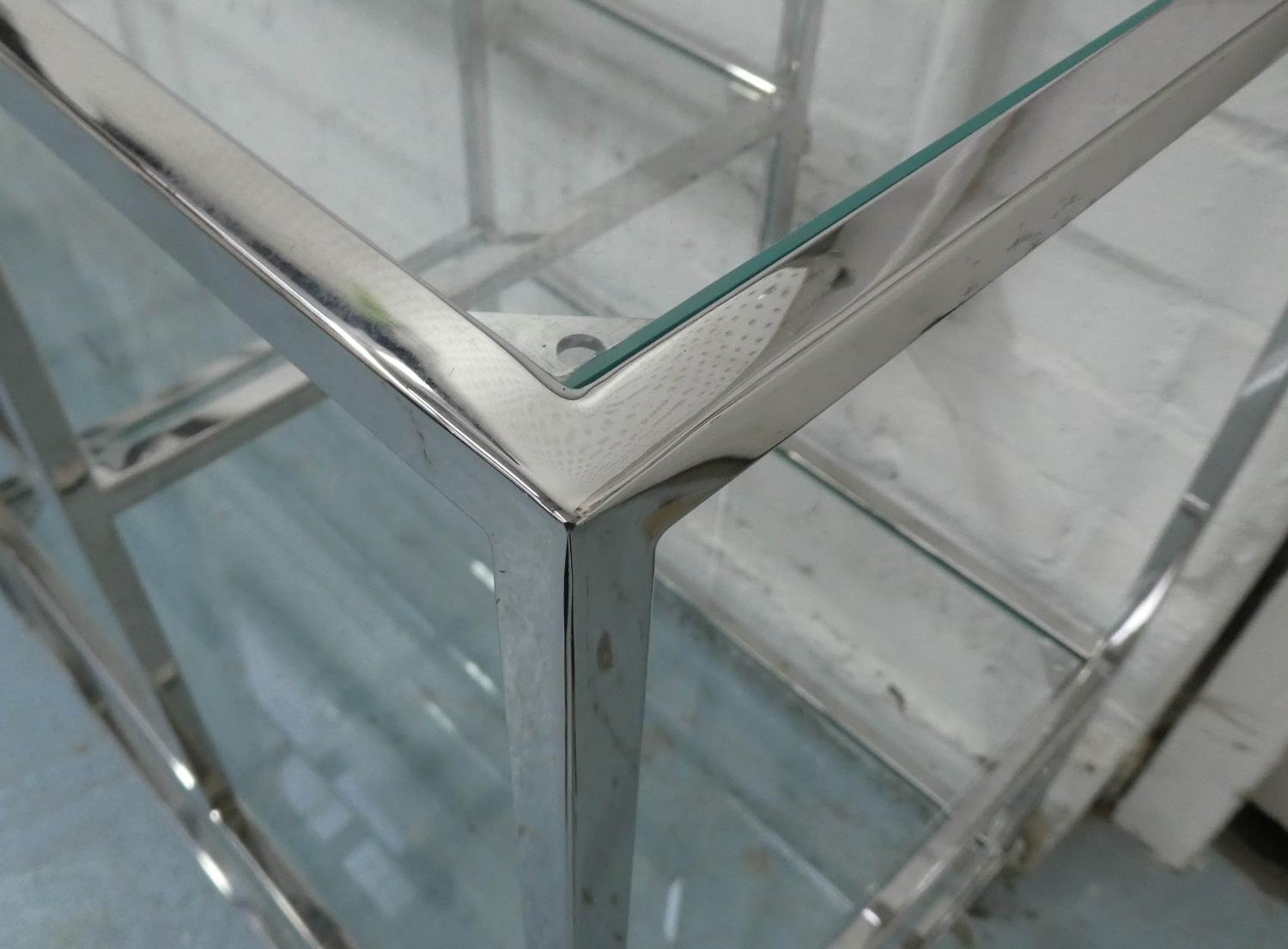 CONSOLE TABLE, 160cm x 40cm x 75cm, contemporary design, polished metal and glass. - Image 3 of 4