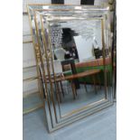 WALL MIRROR, 117cm x 87cm, Art Deco style stepped frame, gilt accents.