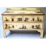 CHINOISERIE CHEST, 1930's ivory decorated with two short and one long drawer, 107cm x 75cm H x 54cm.