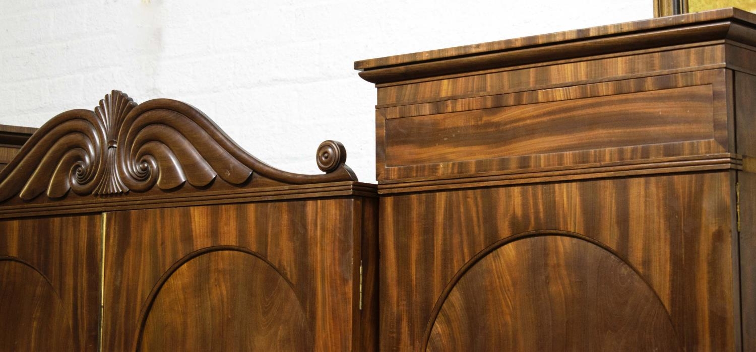 WARDROBE, 228cm L x 188cm H x 61cm D William IV mahogany with four arched panelled doors, the centre - Image 4 of 10