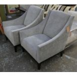 ARMCHAIRS, a pair, 74cm x 84cm x 92cm, contemporary, grey velvet upholstered. (2)