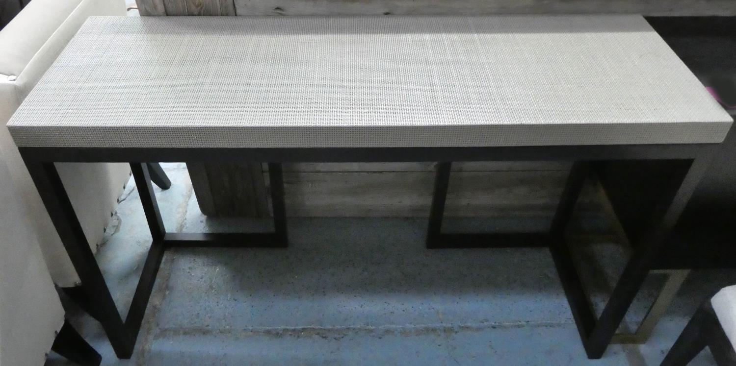 CONSOLE TABLE, 137cm x 45cm x 81cm, contemporary design, rattan top.