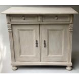 SIDE CABINET, 100cm x 53cm D x 90cm H, 19th century French, traditionally grey painted with two