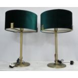 TABLE LAMPS, a pair, contemporary design, green velvet shades, 59cm H. (2)