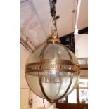 GLOBE HANGING LANTERN, approximately 87cm H.