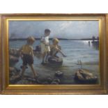 After ALBERT EDELFELT 'Boys on the Shore', oil on canvas, 112cm x 143cm.