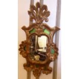 WALL MIRROR, 47cm W x 81cm H, 18th century style Italian, giltwood with antiqued centre and green