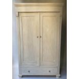 ARMOIRE, 19th century French grey painted with two doors enclosing hanging space, 185cm x 110cm x