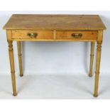 WRITING TABLE, 73cm H x 91cm W x 48cm D, Victorian pine with two drawers.