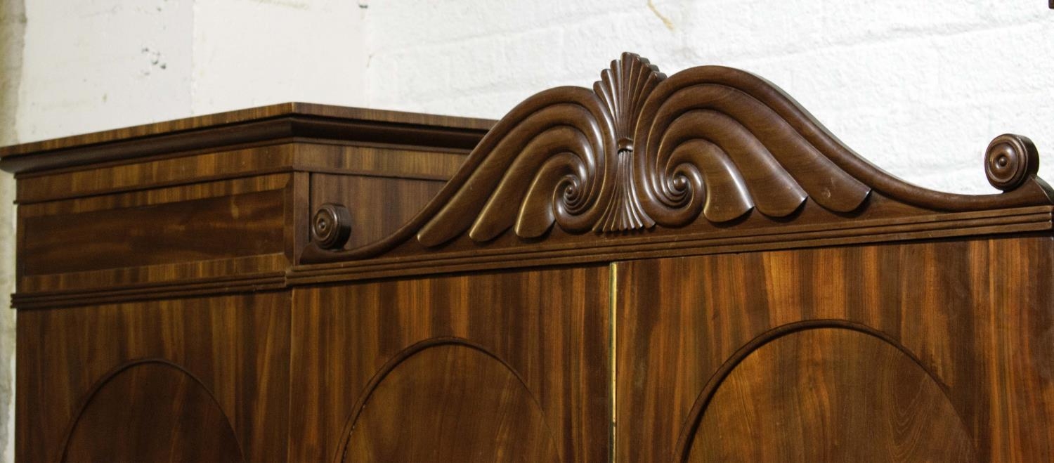 WARDROBE, 228cm L x 188cm H x 61cm D William IV mahogany with four arched panelled doors, the centre - Image 3 of 10