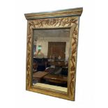 WALL MIRROR, French carved and painted vine leaf frame with a rectangular plate, 131.5cm x 91.5cm.