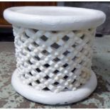 BAMILEKE HAND PAINTED STOOL, Cameroon, white, 41cm H x 52cm.