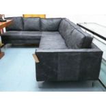 CORNER SOFA, 200cm x 270cm x 80cm, contemporary design, grey leather with trim detail.