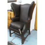 J ROBERT SCOTT WINGBACK ARMCHAIR, 120cm H, faux ostrich leather finish.