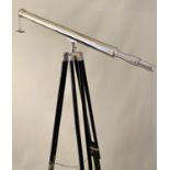 DECORATIVE TELESCOPE ON STAND, 190cm H at tallest.