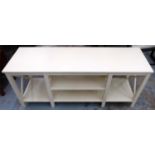 OKA LOW BOOKSHELVES, 155cm L x 60cm H x 45cm D cream.