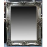 WALL MIRROR, Continental style silvered, 121cm W x 153cm H.