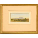 MANNER OF CAMILLE COROT, 'Monte Gavo, Alban Hills, Italy oil on paper, 5.5cm x 15.5cn