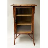 BAMBOO BOOKCASE, 19th century, bamboo framed and Japanese lacquered panelled, with glazed door, 52cm