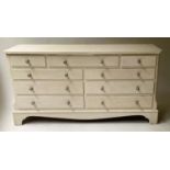 LOW CHEST, George III design grey painted with nine drawers, 152cm x 48cm x 76cm H.