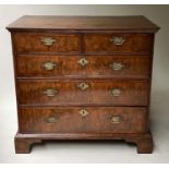 CHEST, 18th century, English Queen Anne walnut, with two short and three long drawers, 97cm W x 55cm