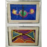 MANNER OF ADOLF HOLZEL, 'Abstract' a pair, gouache, 30cm x 50cm, framed. (2)