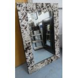 COW HIDE WALL MIRROR, 115cm x 76.5cm upholstered frame.