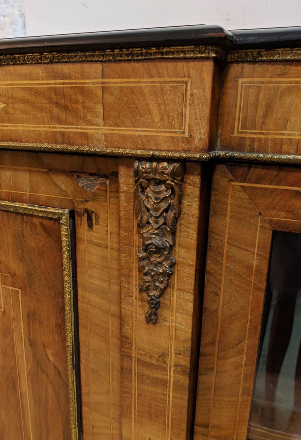 CREDENZA, 106cm H x 150cm W x 37cm D, Victorian walnut, marquetry and gilt metal mounted, with panel - Image 3 of 6